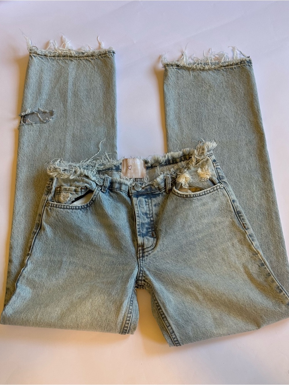 Revice Denim Frayed Waist Vintage Wash Jeans Women’s Size 25